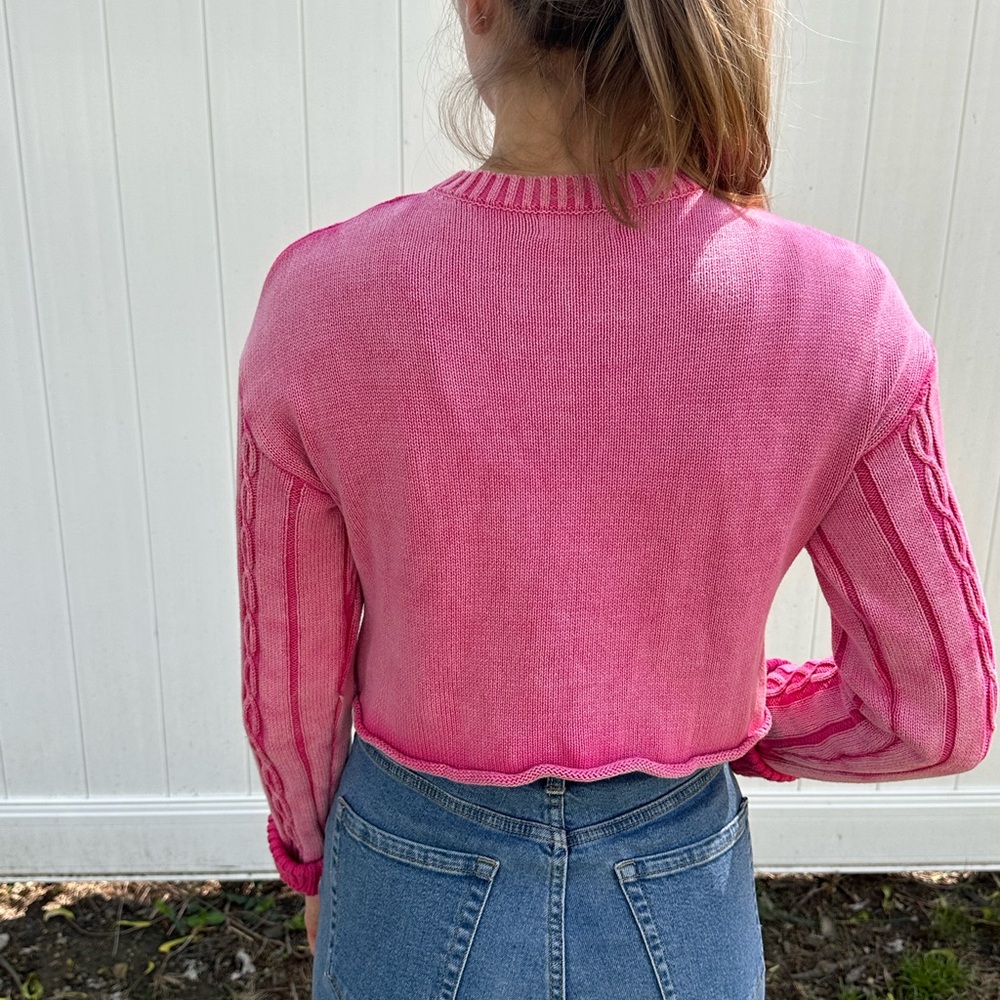 Pink Cable Knit Sweater - Picture 3 of 4